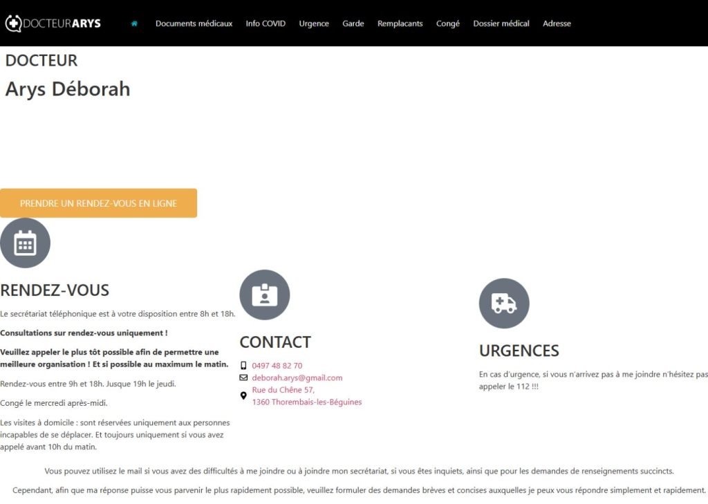 Docteur Déborah Arys – Site web