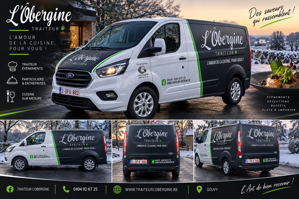 Traiteur L’Obergine – Lettrage véhicule