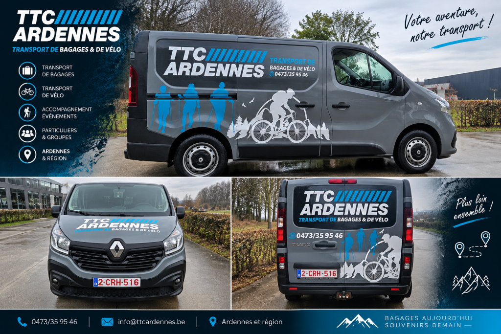 TTC Ardennes – Lettrage transport de bagages et vélos